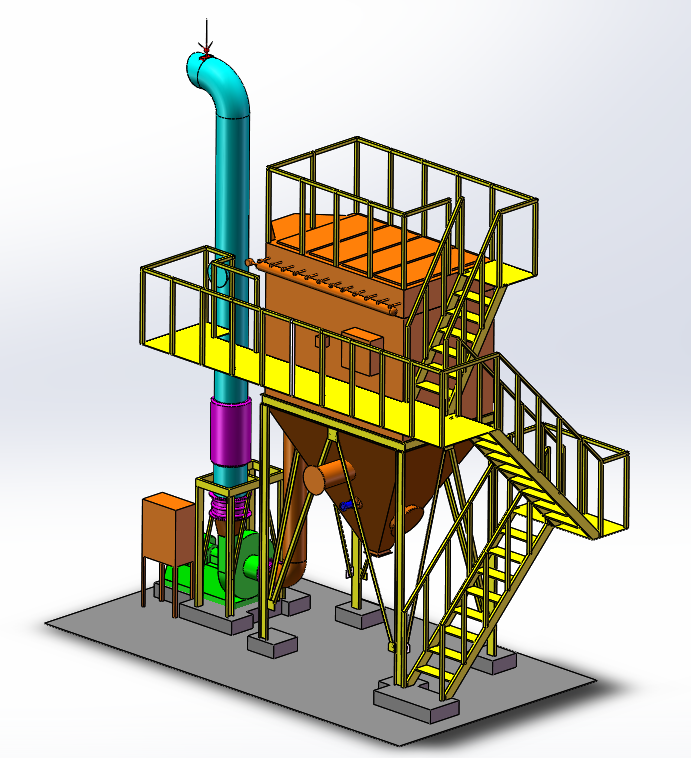 濾袋除塵器設(shè)備三維圖 濾袋除塵器設(shè)備三維圖