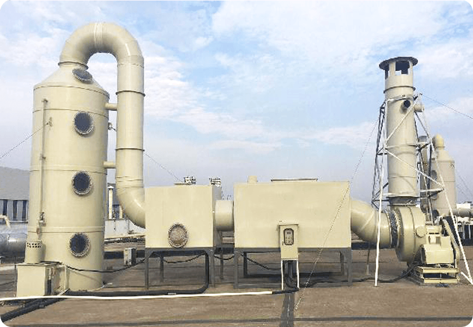 噴漆廢氣處理:旋流板塔+除霧器+活性炭吸附 噴漆廢氣處理:旋流板塔+除霧器+活性炭吸附